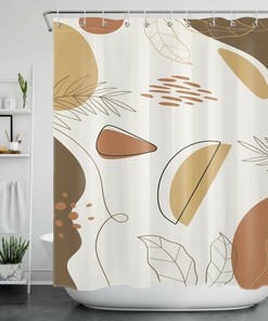 Minimalist Geometric Shower Curtain with Abstract Leaves for a Chic Bathroom Accessory