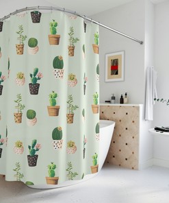 Minimalist Organic Boho Shower Curtain - Geometric Shapes with Bohemian Flair