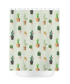 Minimalist Organic Boho Shower Curtain - Geometric Shapes with Bohemian Flair