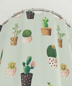 Minimalist Organic Boho Shower Curtain - Geometric Shapes with Bohemian Flair