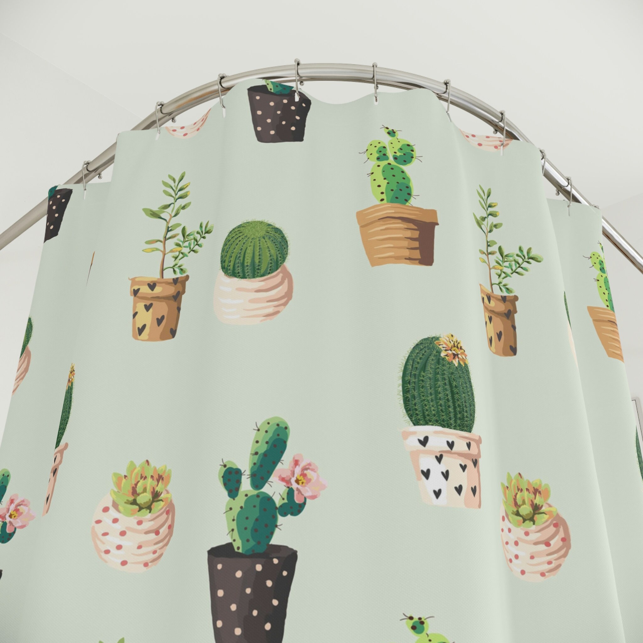 Minimalist Organic Boho Shower Curtain - Geometric Shapes with Bohemian Flair