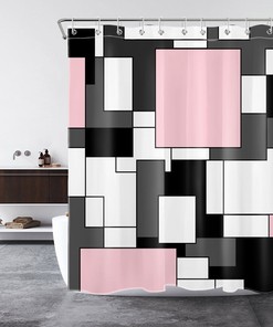 Minimalist Pink Abstract Geometric Pattern Shower Curtain for Elegant Bathroom Decor