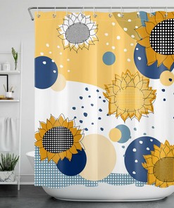 Minimalistic Sunset Art Shower Curtain - Abstract Sunrise Design for Bathtub Decor