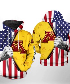 Minnesota Golden Gophers NCAA US Flag 3D All Over Print Hoodie, Zip-Up Hoodie
