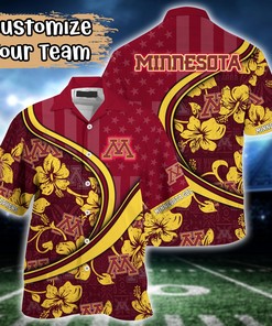 Minnesota Golden Gophers NCAA US Flag Flower Hawaii Shirt For Fans