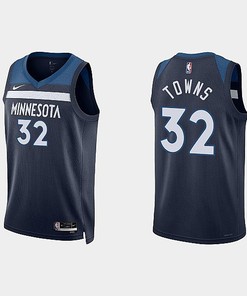Minnesota Timberwolves 32 Karl-Anthony Towns 2022-23 Icon Edition Navy Men Jersey