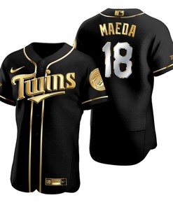 Minnesota Twins #18 Kenta Maeda Mlb Golden Brandedition Black Jersey Gift For Twins Fans