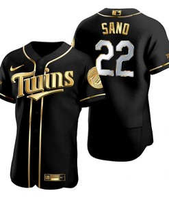 Minnesota Twins #22 Miguel Sano Mlb Golden Brandedition Black Jersey Gift For Twins Fans