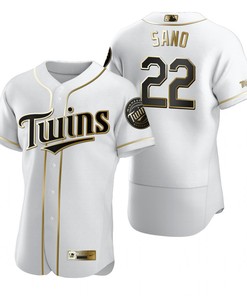 Minnesota Twins #22 Miguel Sano Mlb Golden Brandedition White Jersey Gift For Twins Fans