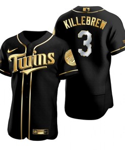 Minnesota Twins #3 Harmon Killebrew Mlb Golden Brandedition Black Jersey Gift For Twins Fans