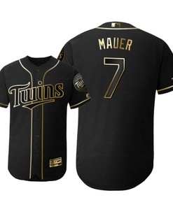 Minnesota Twins #7 Joe Mauer Mlb 2019 Golden Brandedition Black Jersey Gift For Twins Fans
