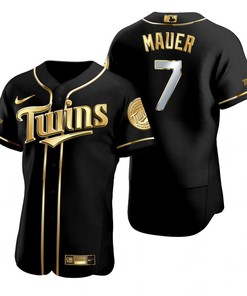 Minnesota Twins #7 Joe Mauer Mlb Golden Brandedition Black Jersey Gift For Twins Fans