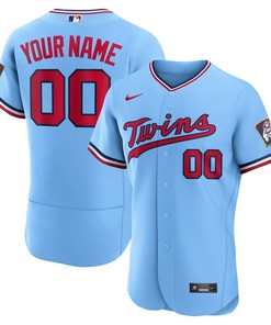 Minnesota Twins Alternate Authentic Custom Patch Jersey - Powder Blue Custom Jerseys Mlb