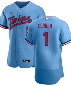 Minnesota Twins Carlos Correa 1 Mlb Powder Blue Alternate Patch Jersey Gift For Twins Fans