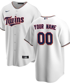 Minnesota Twins Home Replica Custom Jersey - White Custom Jerseys Mlb
