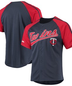 Minnesota Twins Stitches Button-down Raglan Replica Jersey - Navy Mlb