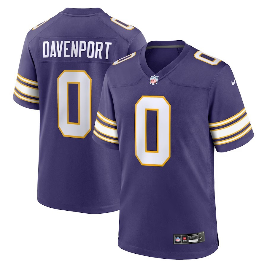 Minnesota Vikings #0 Marcus Davenport Classic Player Game Jersey - Purple