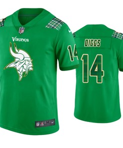 Minnesota Vikings #14 Stefon Diggs Jersey St. Patricks Day Kelly Green Lucky - Men