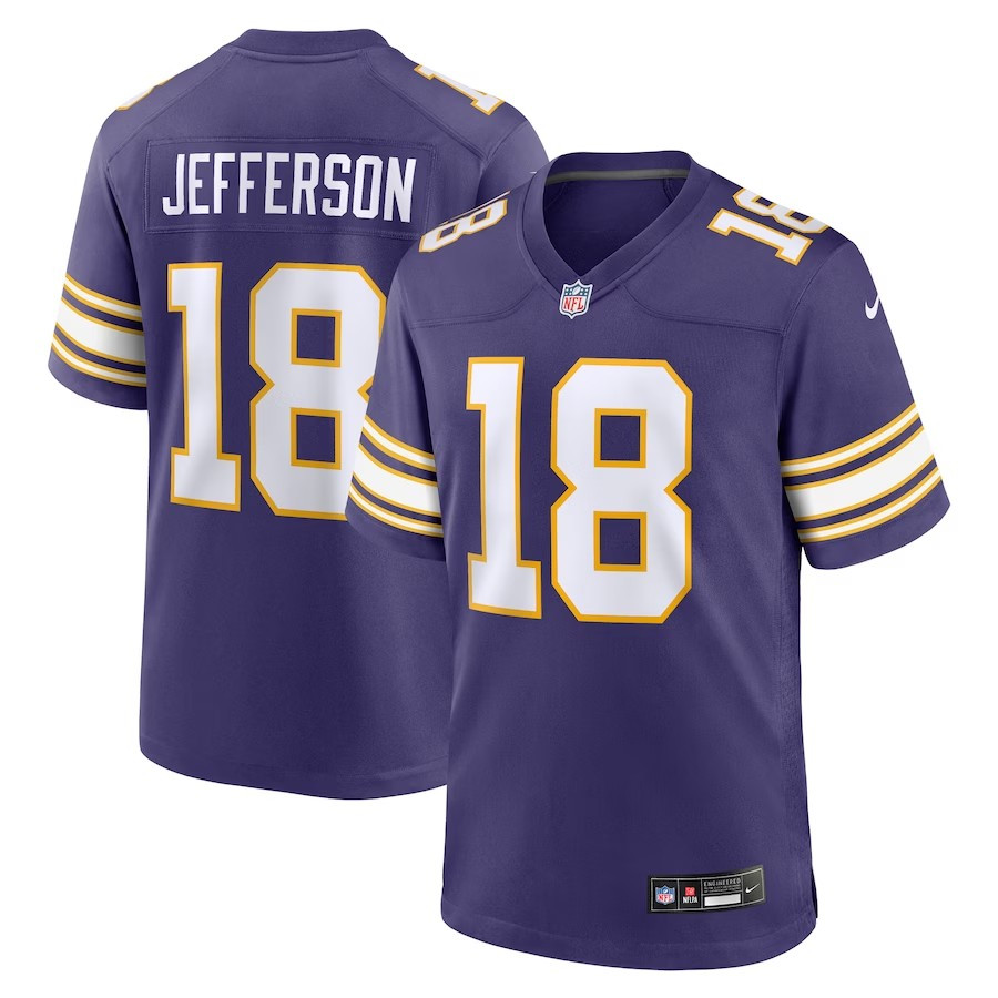 Minnesota Vikings #18 Justin Jefferson Classic Player Game Jersey - Purple