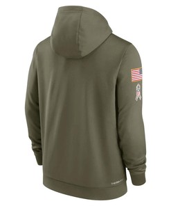 Minnesota Vikings 2022 Salute to Service Therma Performance Pullover Men Hoodie - Olive