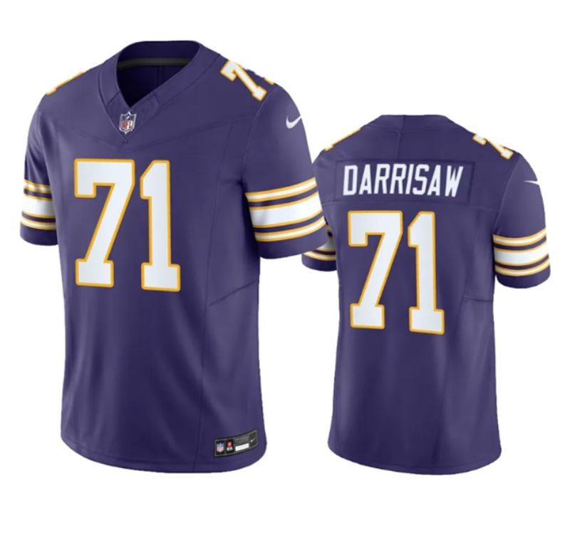 Minnesota Vikings #71 Christian Darrisaw Purple 2023 Fuse Vapor Untouchable Jersey