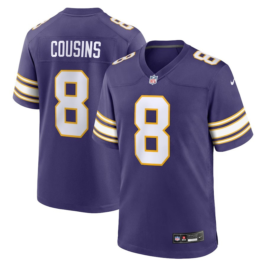 Minnesota Vikings #8 Kirk Cousins Classic Player Game Jersey - Purple