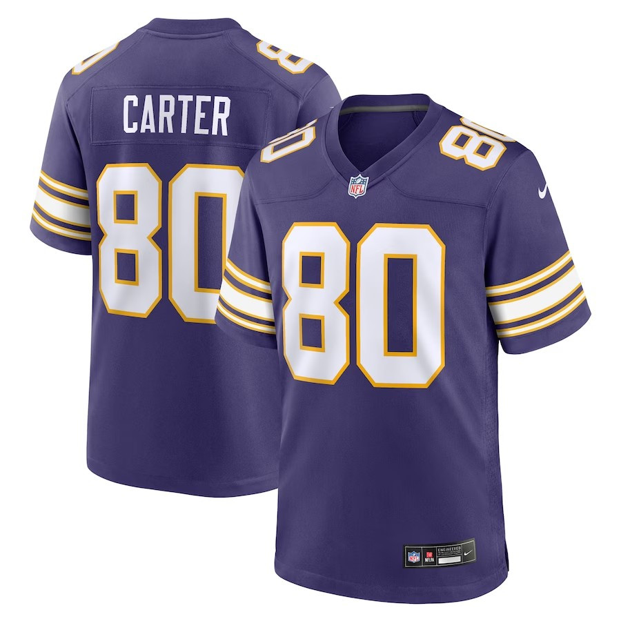 Minnesota Vikings #80 Chris Carter Classic Retired Player Game Jersey - Purple