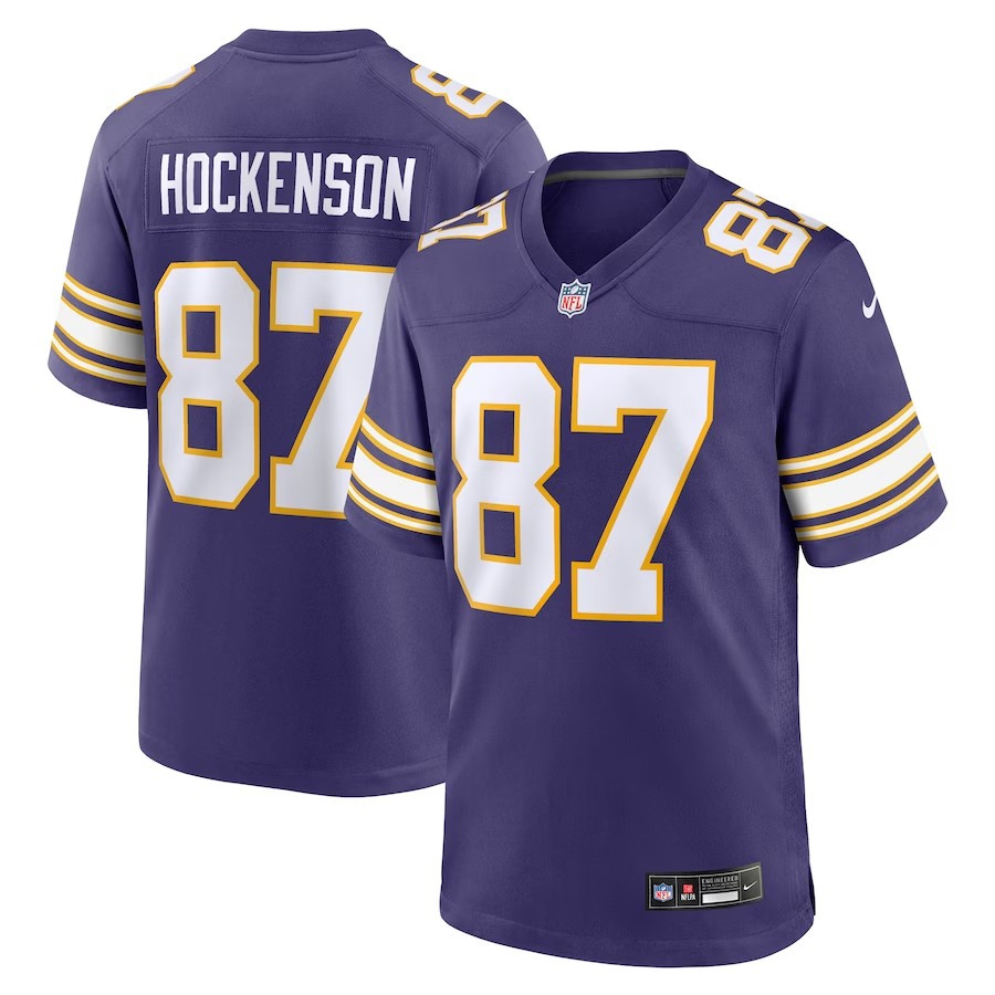 Minnesota Vikings #87 Tj Hockenson Classic Player Game Jersey - Purple