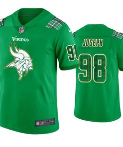 Minnesota Vikings #98 Linval Joseph Jersey St. Patricks Day Kelly Green Lucky - Men