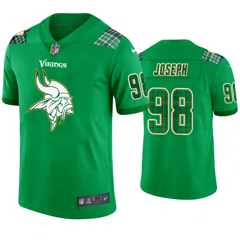 Minnesota Vikings #98 Linval Joseph Jersey St. Patricks Day Kelly Green Lucky - Men