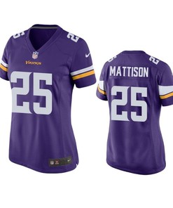 Minnesota Vikings Alexander Mattison 2019 Nfl Draft Purple Game Womens Jersey