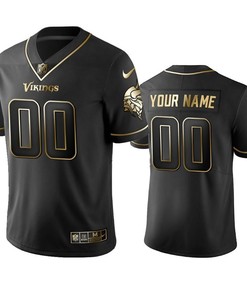 Minnesota Vikings Custom Black Golden Brandedition Nfl 100 Year Anniversary Mens Jersey