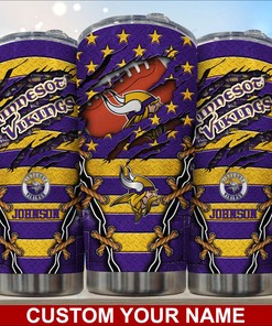 Minnesota Vikings Custom Name Tumbler - Personalized Drinkware