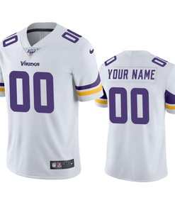 Minnesota Vikings Custom White 100th Season Vapor Limited Jersey