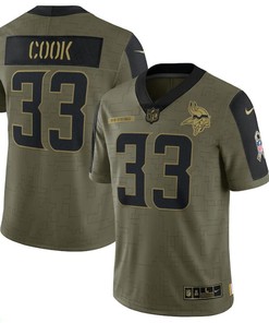 Minnesota Vikings Dalvin Cook 33 Nfl Olive 2021 Salute To Service Player Men Jersey For Vikings Fans