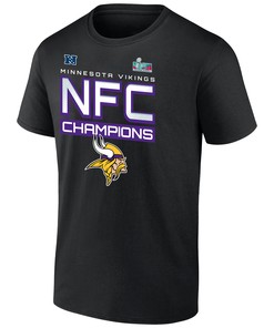 Minnesota Vikings NFC Champions Iconic Slant Black T-Shirt