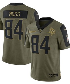 Minnesota Vikings Randy Moss 84 Nfl Olive 2021 Salute To Service Player Men Jersey For Vikings Fans
