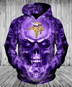 Minnesota Vikings Skull 3D Hoodie Zip Hoodie