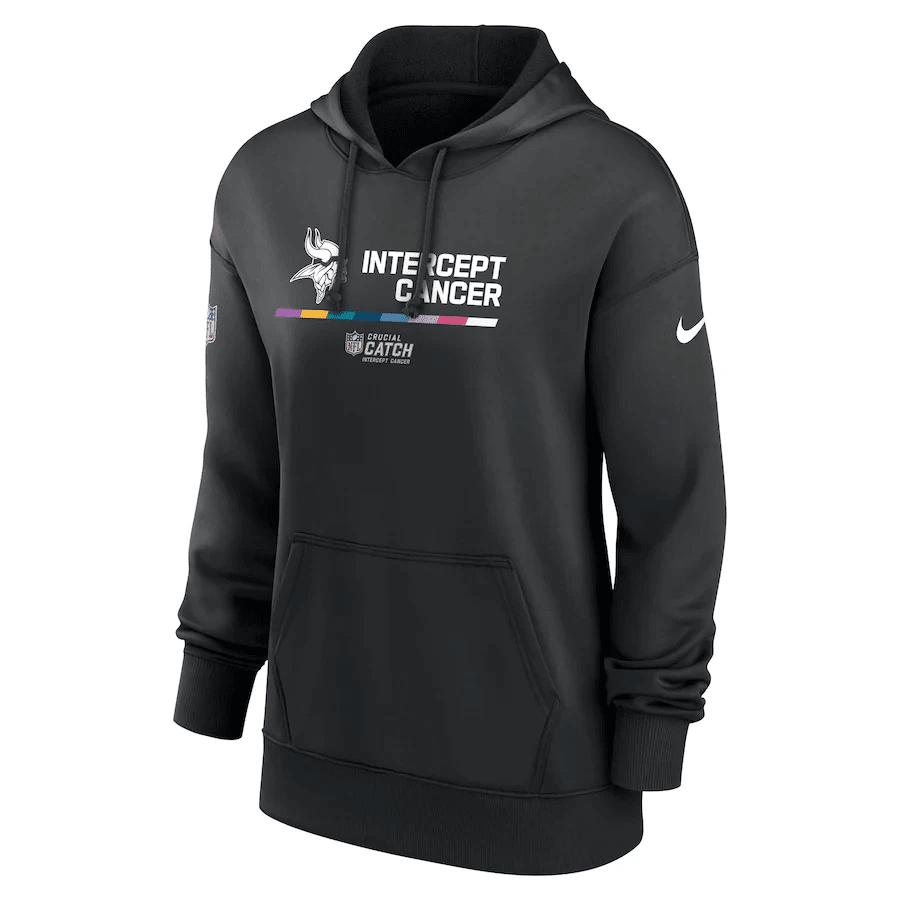 Minnesota Vikings Women's 2022 NFL Crucial Catch Therma Performance Pullover Hoodie - Black