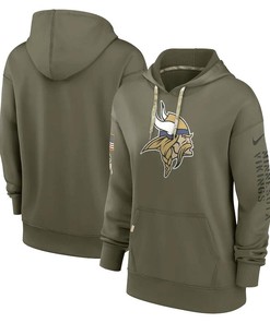 Minnesota Vikings Women's 2022 Salute To Service Performance Pullover Hoodie - Olive
