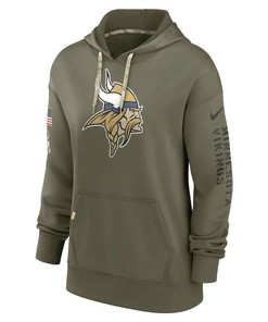 Minnesota Vikings Women's 2022 Salute To Service Performance Pullover Hoodie - Olive