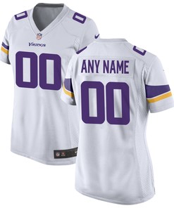 Minnesota Vikings Womens Custom Game Jersey - White Custom Jerseys Nfl