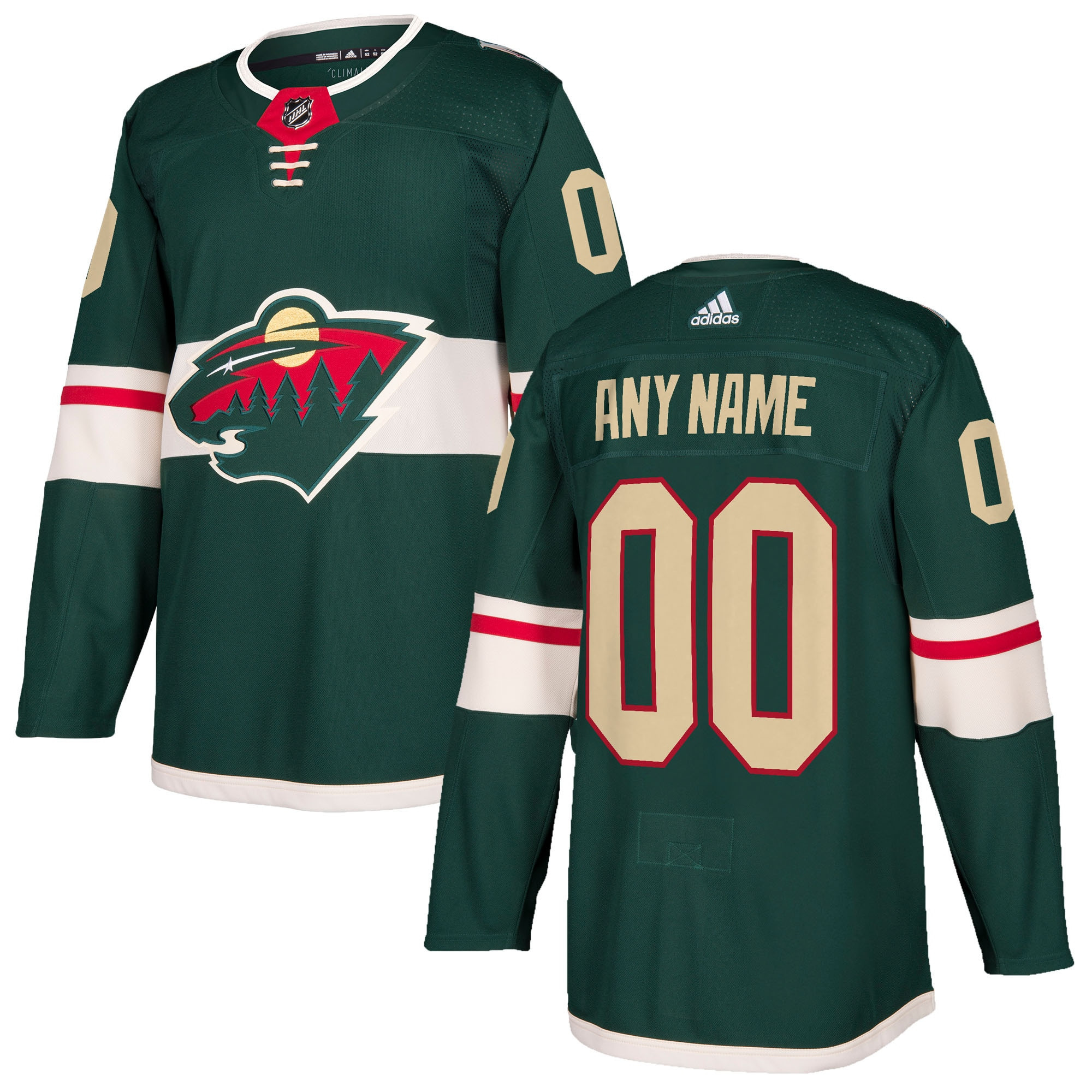 Minnesota Wild Adidas Authentic Custom Jersey - Green Custom Jerseys Nhl