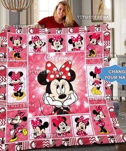 Minnie Mouse Quilt | Minnie Mouse Fleece Blanket | Mickey Mouse Birthday Gifts | Disney Christmas Gift For Kids