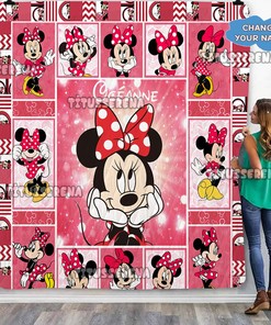 Minnie Mouse Quilt | Minnie Mouse Fleece Blanket | Mickey Mouse Birthday Gifts | Disney Christmas Gift For Kids