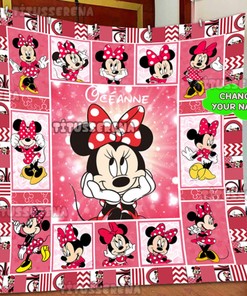 Minnie Mouse Quilt | Minnie Mouse Fleece Blanket | Mickey Mouse Birthday Gifts | Disney Christmas Gift For Kids