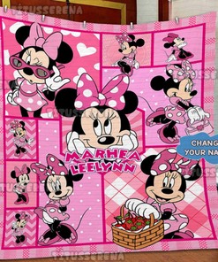 Minnie Mouse Quilt | Minnie Mouse Fleece Blanket | Minnie Mouse Birthday Gifts | Disney Christmas Gift For Kids