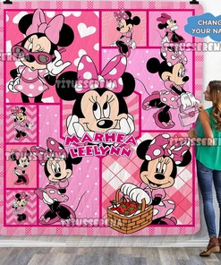Minnie Mouse Quilt | Minnie Mouse Fleece Blanket | Minnie Mouse Birthday Gifts | Disney Christmas Gift For Kids