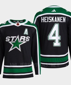 Miro Heiskanen 4 Reverse Retro 2.0 Dallas Stars 2022 Black Jersey Pro Primegreen