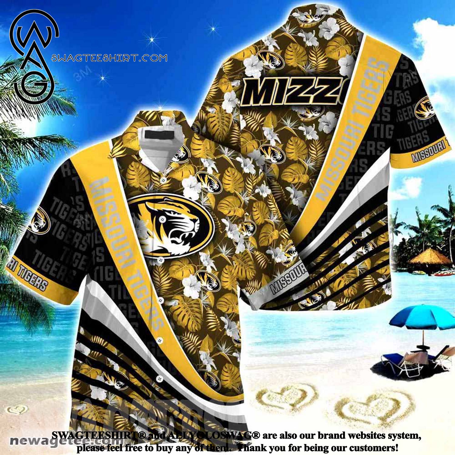 Missouri Tigers With Tropical Flower Pattern Summer Beach Hawaiian Shirt